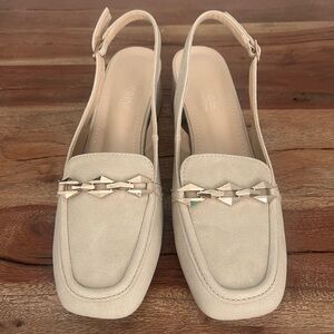 Beige Slingback Loafers
